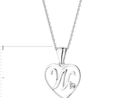 Best Apart Zawieszka z białego złota z diamentem – litera W, serce - 0,005 ct - próba 585