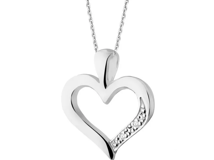 Apart Zawieszka z białego złota z diamentami - serce - 0,005 ct - próba 585< Zawieszki