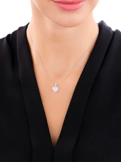 Online Apart Zawieszka z białego złota z diamentami - serce - 0,21 ct - próba 585