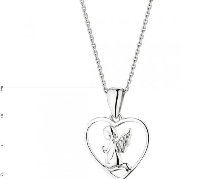 Apart Zawieszka z białego złota z diamentem - aniołek, serce - 0,003 ct - próba 375< Zawieszki
