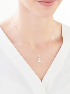 Apart Zawieszka z białego złota z diamentem - aniołek - 0,003 ct - próba 585< Zawieszki