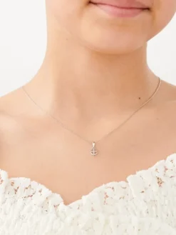 Sale Apart Zawieszka z białego złota z diamentem – serca, koniczyna - 0,003 ct - próba 585