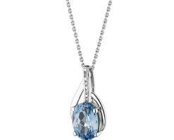 New Apart Zawieszka z białego złota z diamentami i topazem London Blue - próba 585