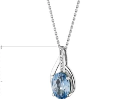 New Apart Zawieszka z białego złota z diamentami i topazem London Blue - próba 585