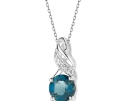 Apart Zawieszka z białego złota z diamentami i topazem London Blue - próba 585< Wszystkie