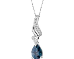 New Apart Zawieszka z białego złota z diamentami i topazem London Blue - próba 585