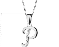 Sale Apart Zawieszka z białego złota z diamentem - litera P - 0,003 ct - próba 585