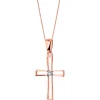 Apart Zawieszka z różowego i białego złota z diamentem - krzyż - 0,002 ct - próba 375< Zawieszki