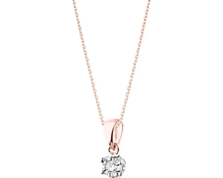 Apart Zawieszka z różowego i białego złota z brylantem - 0,05 ct - próba 585< Zawieszki