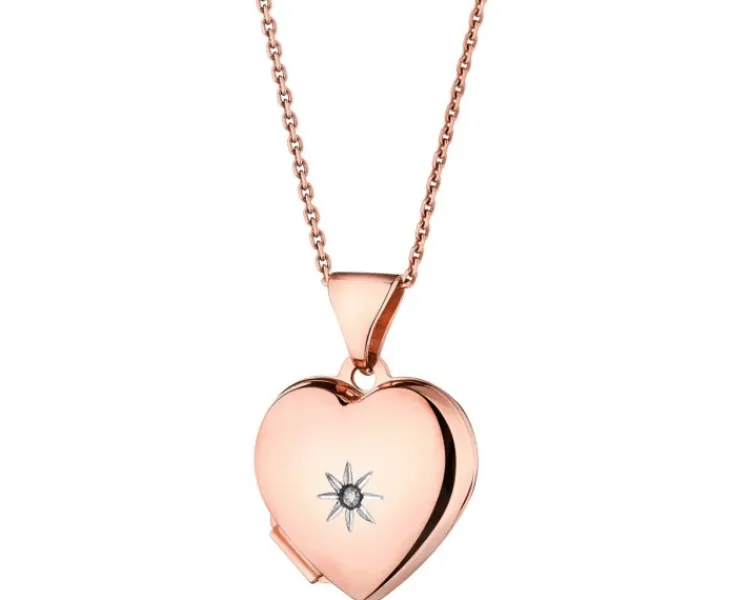 Apart Zawieszka z różowego złota z diamentem - puzderko - serce - 0,005 ct - próba 375< Wszystkie
