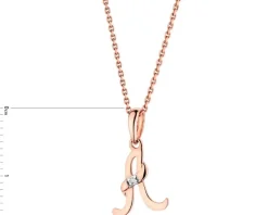 Clearance Apart Zawieszka z różowego złota z diamentem - litera A - 0,004 ct - próba 585