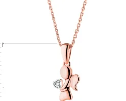 Apart Zawieszka z różowego złota z diamentem - aniołek, serce - 0,003 ct - próba 585< Zawieszki