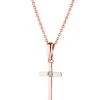 Apart Zawieszka z różowego złota z brylantem - krzyż - 0,006 ct - próba 585< Zawieszki