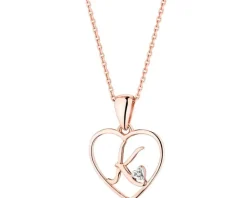 Apart Zawieszka z różowego złota z diamentem - litera K, serce - 0,005 ct - próba 375< Zawieszki