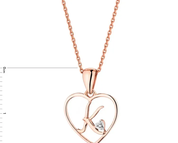 Apart Zawieszka z różowego złota z diamentem - litera K, serce - 0,005 ct - próba 375< Zawieszki