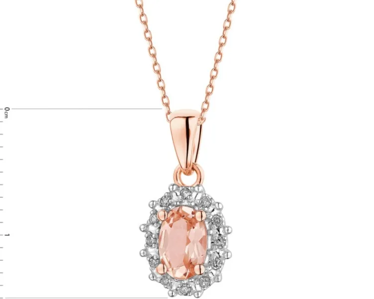 Apart Zawieszka z różowego złota z diamentami i morganitem - próba 585< Zawieszki