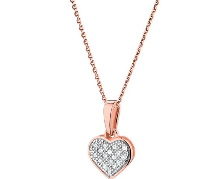 Apart Zawieszka z różowego złota z diamentami - serce - 0,05 ct - próba 585