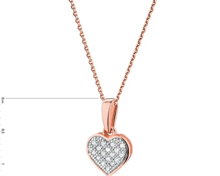 Apart Zawieszka z różowego złota z diamentami - serce - 0,05 ct - próba 585