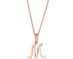 Apart Zawieszka z różowego złota z diamentem - litera M - 0,004 ct - próba 585< Zawieszki