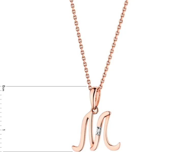 Apart Zawieszka z różowego złota z diamentem - litera M - 0,004 ct - próba 585< Zawieszki
