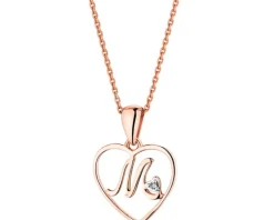 Apart Zawieszka z różowego złota z diamentem - litera M, serce - 0,005 ct - próba 375< Zawieszki