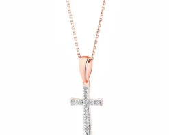 Apart Zawieszka z różowego złota z diamentami - krzyż - 0,02 ct - próba 585< Zawieszki
