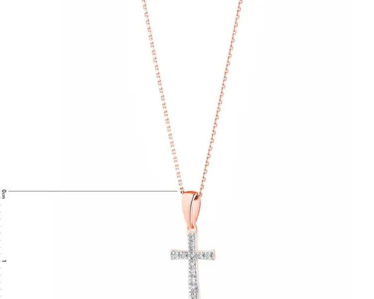 Apart Zawieszka z różowego złota z diamentami - krzyż - 0,02 ct - próba 585< Zawieszki