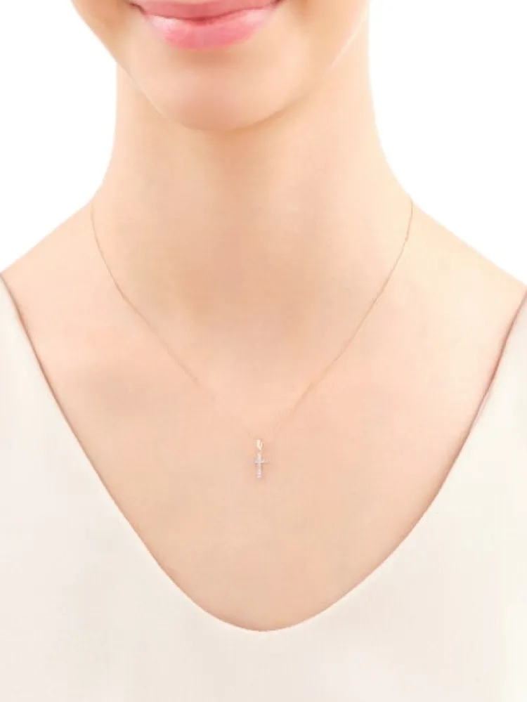 Apart Zawieszka z różowego złota z diamentami - krzyż - 0,02 ct - próba 585< Zawieszki
