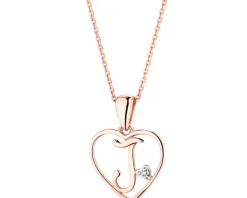 Apart Zawieszka z różowego złota z diamentem - litera J, serce - 0,005 ct - próba 375< Zawieszki