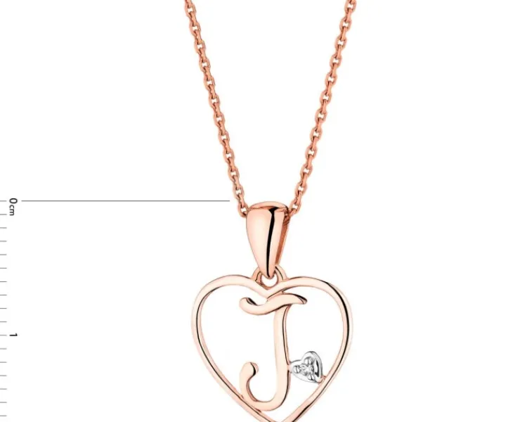 Apart Zawieszka z różowego złota z diamentem - litera J, serce - 0,005 ct - próba 375< Zawieszki