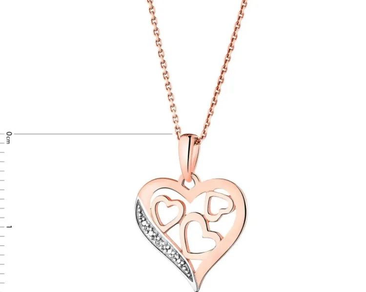 Apart Zawieszka z różowego złota z diamentem – serca - 0,002 ct - próba 585