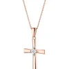 Apart Zawieszka z różowego złota z diamentem- krzyż - 0,003 ct - próba 375< Zawieszki