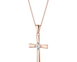 Apart Zawieszka z różowego złota z diamentem- krzyż - 0,003 ct - próba 375< Zawieszki