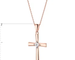 Apart Zawieszka z różowego złota z diamentem- krzyż - 0,003 ct - próba 375< Zawieszki