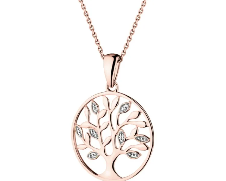 Apart Zawieszka z różowego złota z diamentami - drzewko - 0,01 ct - próba 375< Zawieszki