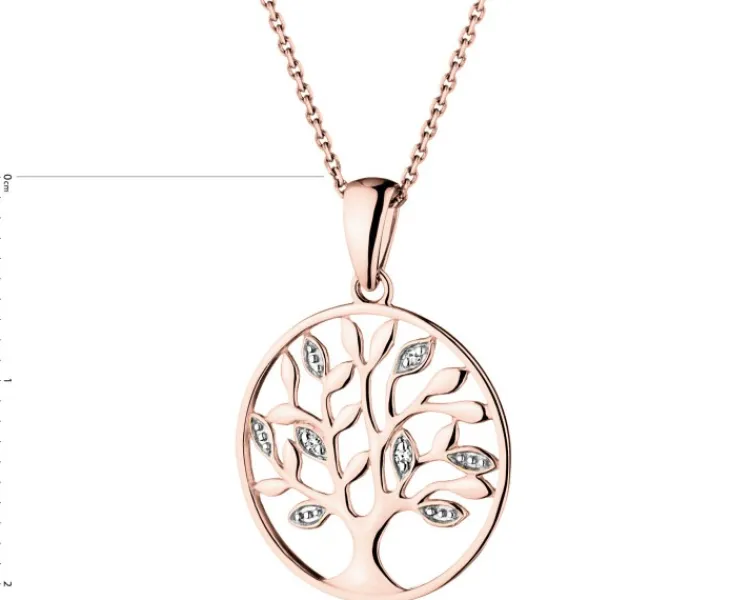 Apart Zawieszka z różowego złota z diamentami - drzewko - 0,01 ct - próba 375< Zawieszki