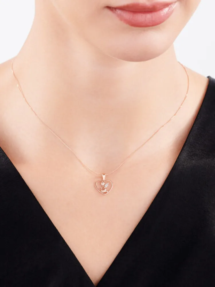 Online Apart Zawieszka z różowego złota z diamentem - aniołek, serce - 0,003 ct - próba 375