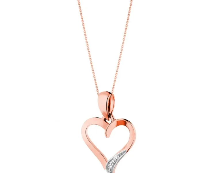 Apart Zawieszka z różowego złota z diamentem - serce - 0,002 ct - próba 585< Zawieszki