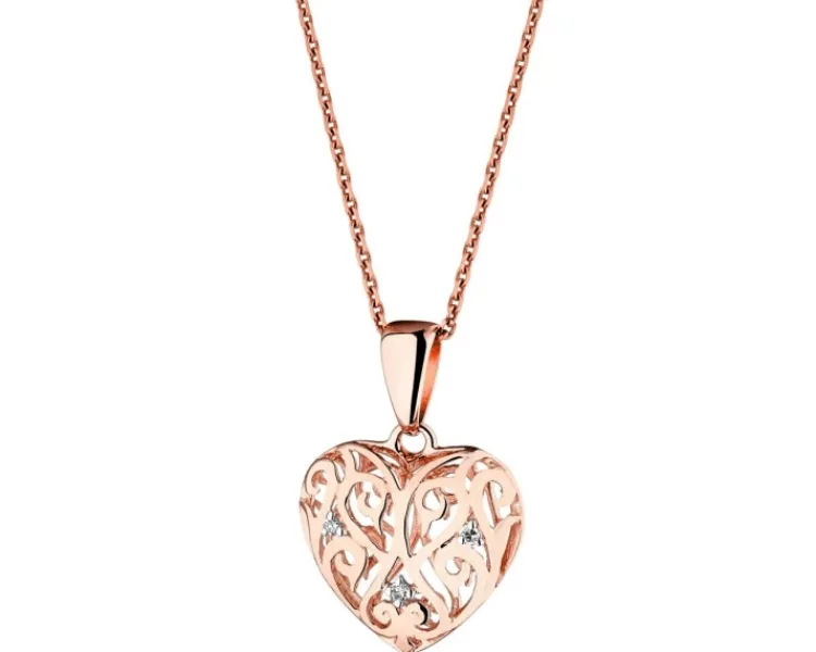 Apart Zawieszka z różowego złota z diamentami - serce - 0,008 ct - próba 375