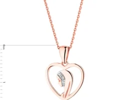 Apart Zawieszka z różowego złota z diamentami - medalik Matka Boska, serce - 0,006 ct - próba 375< Zawieszki
