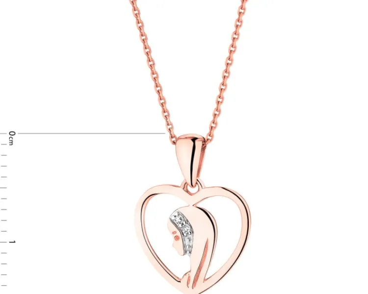 Apart Zawieszka z różowego złota z diamentami - medalik Matka Boska, serce - 0,006 ct - próba 375< Zawieszki