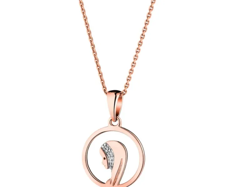 Apart Zawieszka z różowego złota z diamentami - medalik Matka Boska - 0,006 ct - próba 375< Zawieszki