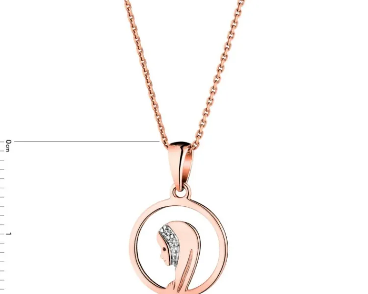Apart Zawieszka z różowego złota z diamentami - medalik Matka Boska - 0,006 ct - próba 375< Zawieszki