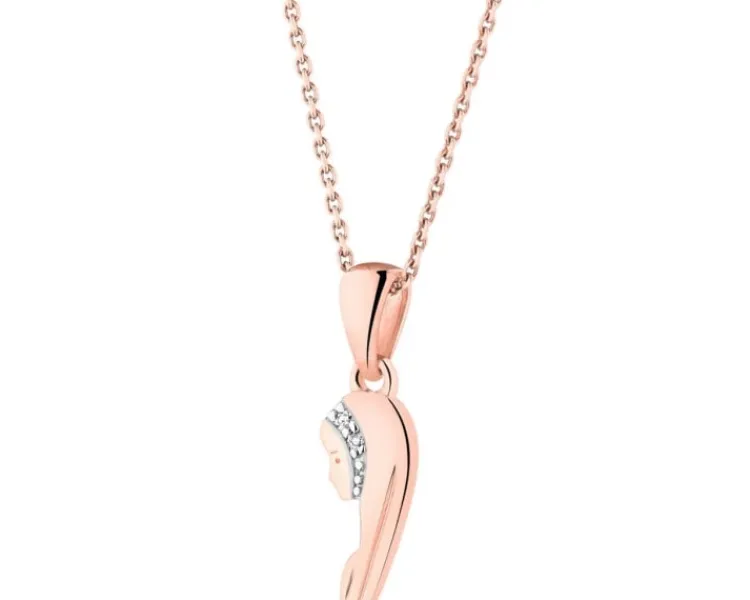 Apart Zawieszka z różowego złota z diamentami - medalik Matka Boska - 0,006 ct - próba 375< Zawieszki