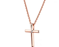 Apart Zawieszka z różowego złota z diamentem - krzyż - 0,003 ct - próba 585< Zawieszki