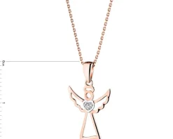 Apart Zawieszka z różowego złota z diamentem - aniołek, serce - 0,003 ct - próba 375< Zawieszki