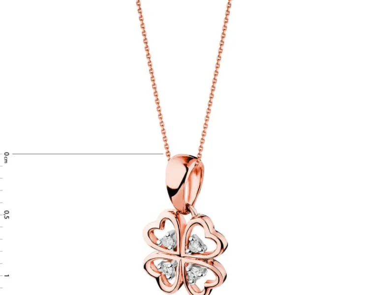 Apart Zawieszka z różowego złota z diamentami – koniczyna - 0,02 ct - próba 585< Zawieszki