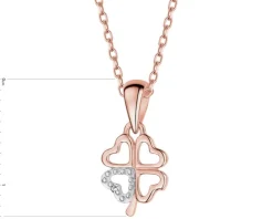 Apart Zawieszka z różowego złota z diamentem – serca, koniczyna - 0,003 ct - próba 375< Zawieszki