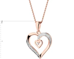 Discount Apart Zawieszka z różowego złota z diamentami - serca - 0,01 ct - próba 585
