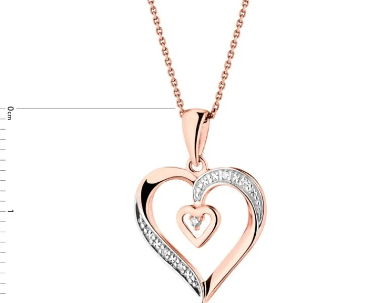 Discount Apart Zawieszka z różowego złota z diamentami - serca - 0,01 ct - próba 585